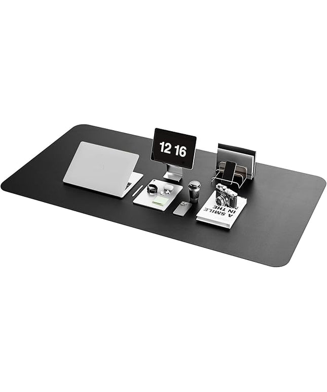 YSAGi Non-Slip Leather Desk Pad XL Size, Waterproof Laptop Computer Desk Keyboard Mat, Table Protector Blotter Mat, Large Mouse Pad for Office/Work/Home/Decor(Black, 47.2" x 23.6")-No Band
