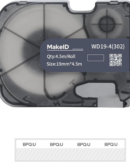 MakeID P31S&P31 Self-Laminating Wire Wrap for Electrical&Datacom Cable, Integrated PE Labels with Ribbon Cartridge for P31S&P31 Industrial Label Maker, 0.75" W, 14.76ft L/Roll