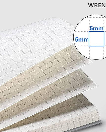 WRENBEN Graph Paper Spiral Notebook 8.5 x 11 Inches 240 Pages, A4 Grid Journal with 120gsm Thick Graphing Paper, Large Math Notebook 1/5 Inch Squares with Water-proof PVC Cover (3 Pack, A4)