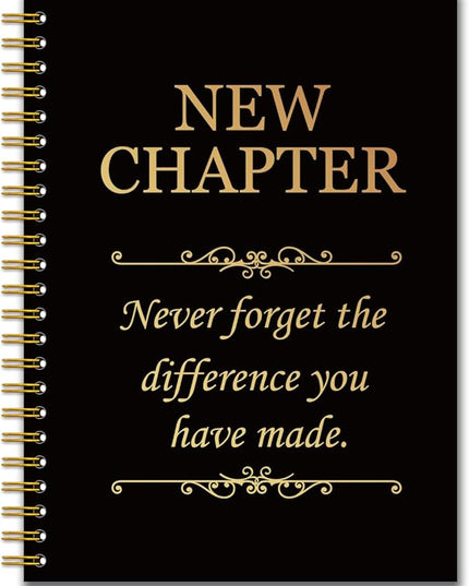 YAZMEEN New Chapter Black Gold Spiral Notebook（160 Pages） Never Forget The Difference You Have Made Blank Hardcover Notebook Thank You Gift Retirement New Job Going Away Gift for Coworker Boss Friend