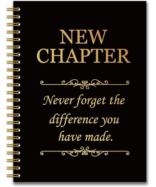 YAZMEEN New Chapter Black Gold Spiral Notebook（160 Pages） Never Forget The Difference You Have Made Blank Hardcover Notebook Thank You Gift Retirement New Job Going Away Gift for Coworker Boss Friend