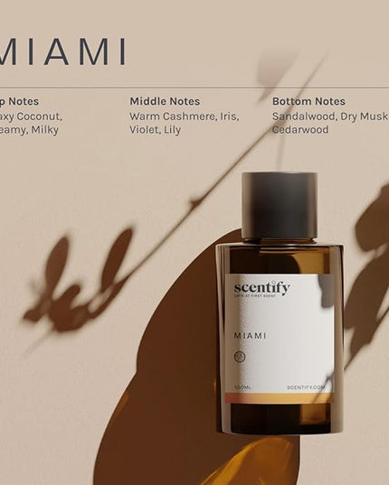 Scentify Miami Aroma Oil Refill Scent for Oil Diffusers - Creamy, Cashmere, Sandalwood, Musk Scents - Luxurious Relaxing Aromatherapy Diffuser Fragrance 470ml, 16 oz