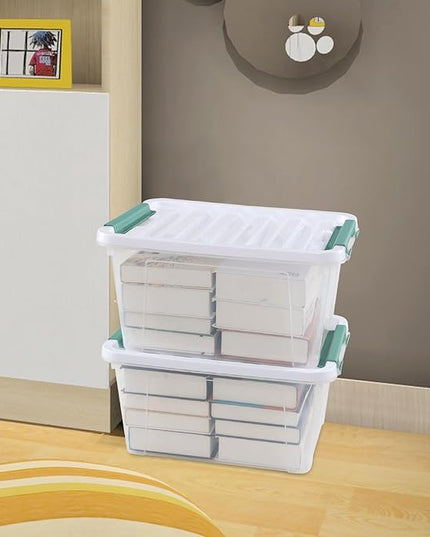 6-Pack Clear Storage Latch Bins, 20 L Plastic Storage Boxes