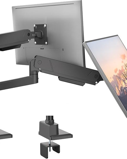monTEK Dual Monitor Mount Tall Monitor arms for 2 Monitors for 17 to 35 Inch Curved Screen Holds 35 Lbs Adjustable Heavy Duty Monitor Desk Mount Cable Management, VESA 75/100mm, MA1007PBK-D