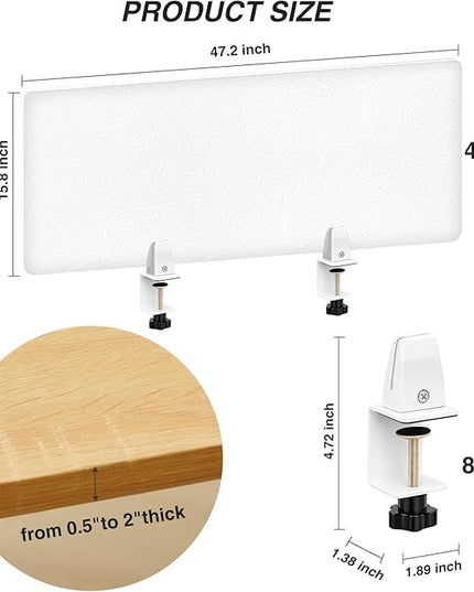 Tatuo 4 Pcs Acrylic Desk Privacy Panel 47.2''l x 15.8w'' Noise and Visual Distractions Acoustic Desk Dividers Partition with Adjustable Universal Base for Offices Schools Reception Area Call Centers