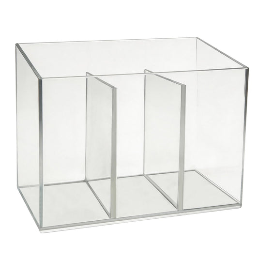 MiraFure Small Clear PET 3 Compartment Desk Pen & Utensil Organizer Tray