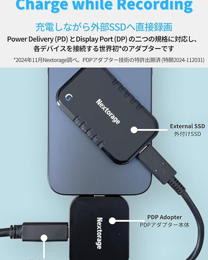 Nextorage PD & DP USB-C Adapter Compatible with Smartphones, Tablets, Laptop, Desktop PC, and More. USB C Hub Power Delivery 100W Pass-Through Charging USB Type-C DisplayPort NX-PDPA1