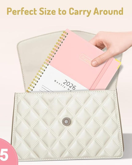 Forvencer 2026 Planner, Hardcover Calendar Planner Weekly and Monthly, Jan 2026 - Dec 2026, 6" x 8", Spiral Agenda Book with Tabs, Exquisite Daily Journal Organizer for Home School, Pink