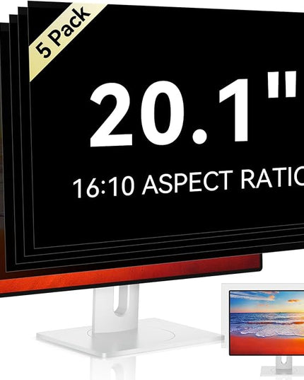 [5-Pack] 20.1 Inch Computer Privacy Screen for 16:10 Widescreen Monitor, Anti Glare Anti-UV Eye Protection Desktop PC LED Monitor Filter, Removable Anti-Scratch Screen Film 20in