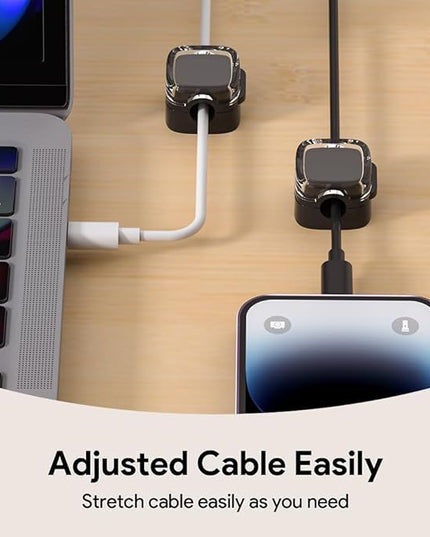 Magnetic Cable Clips, Adjustable Cord Holder Management, Adhesive Wire Keeper Organizer for Home Office Desk Phone PC Car Wall Desktop Nightstand Appliance (9-Pack Black Crystal)