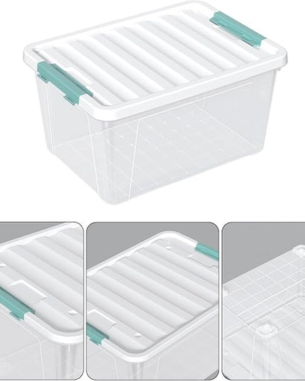 4-pack 35 Quarts Latching Storage Boxes, Large Clear Plastic Storage Tote Bins with Lids