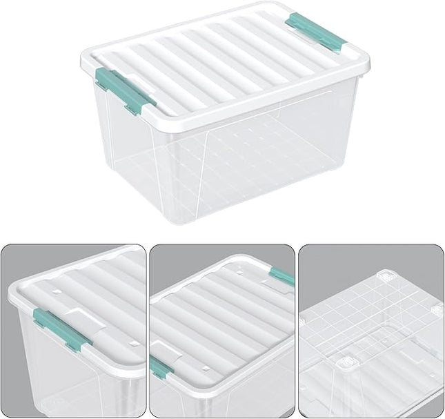 4-pack 35 Quarts Latching Storage Boxes, Large Clear Plastic Storage Tote Bins with Lids