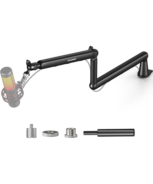 Microphone Arm,Aokeo AK-55 Desk Low Profile Adjustable Mic Boom Arm Stand,Suitable For Blue Yeti,Snowball iCE, HyperX QuadCast,SoloCast,Elgato Wave,Etc