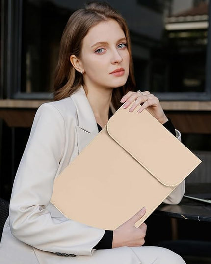 MOSISO Laptop Case 13 inch, 13 inch Laptop Sleeve Compatible with MacBook Air M4 M3 M2 M1 2025-2018 / Pro M2 M1 2025-2016, Faux Suede Leather Case with Small Bag, Apricot