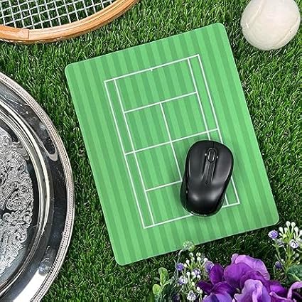 Racquet Inc Tennis Court Mouse Pad – Green Grass Desk Mousepad with Fabric Surface – Tennis-Themed Office Accessory for Work or Gaming – Compatible with Optical and Laser Mice
