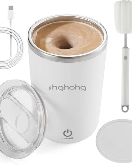 HGHOHG Self Stirring Coffee Mug, 2025 New Automatic Magnetic Stirring Cup, 12Oz, Rechargeable Electric Mixing Cup for Coffee, Milk, Tea,Portable For Travel, Office,School, Gym And Gift (White)