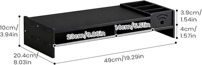 Two Tier Shelf Monitor Stand For Desk, 4.3 Inch Height Monitor Riser With Storage Organizer, Desktop Computer Riser, For Home