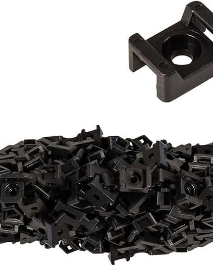 GTSE 100 Pack Of Black Screw Mounts, Zip Ties Up To 0.2" Wide, Saddle Type Zip Tie Anchors