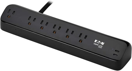 Eaton Tripp Lite series Desk Clamp Power Strip Surge Protector, 6-Outlets, 2x 30W USB-C Charging Ports, 900 Joules, 10ft Braided Flat Extension Cord, Lifetime Manufacturer's Warranty (TLP610U30CLAMPB)