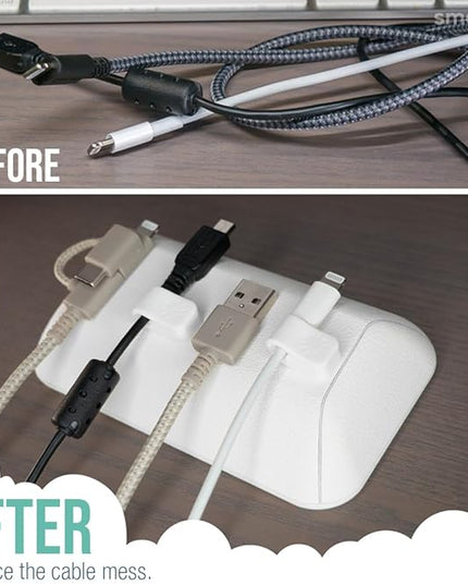 Smartish® Magnetic Cord Holder - Bigger Cable Wrangler Stocking Stuffer Organizer with Magnet Clips for Charger Management on Desktop, Nightstand - Holds 6+ Cables - Snow Day White