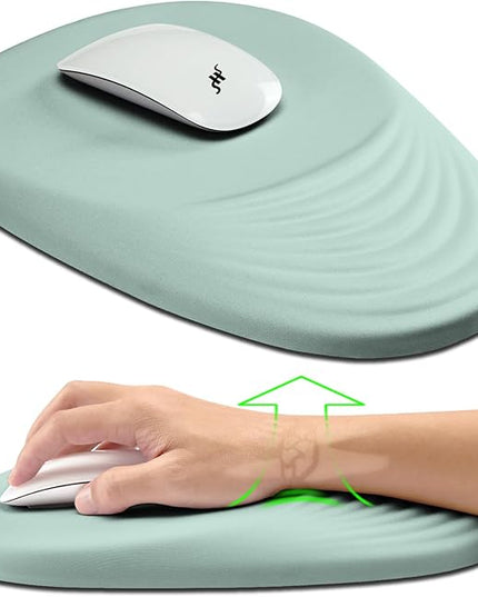 Hokafenle Ergonomic Mouse Pad Wrist Support, Terraced Slope Carpal Tunnel Wrist Pad for Mouse with Unibody Memory Foam, Wrist Rest Pain Relief Mousepad (Light Cyan, 11.8x7.9 in)
