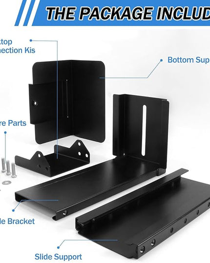 Heavy Duty Computer Wall Mount PC Case - Upgraded, Also Great for PC Mount Under Desk - Height Adjustable from 11" to 21", Width Adjustable from 5.5" to 9.8", Computer Tower Under Desk Home Office