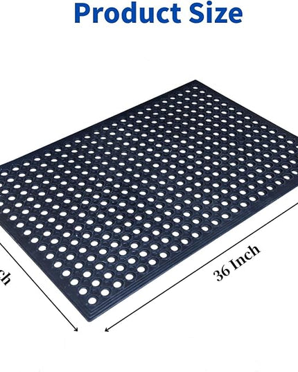 36" Anti Fatigue Large Rubber Floor Mat, Commercial Grade Grease Resistant Kitchen Mat with Drainage Holes for Restaurants,Bars,Commercial,Kitchens,Garages,Black(4 PCS)
