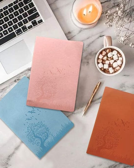SINOBAND 4 Pieces Journals for Writing, A5 Paperback Colorful Notebooks, PU Leather Soft Cover, Lined Paper, Subject Notebooks for School and Office (Random Color)