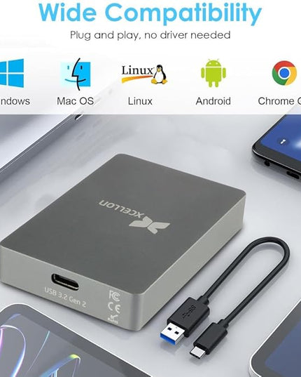 CFexpress Type B Card Reader with USB 3.2 Gen 2, 10Gbps High-Speed Data Transfer, USB C to USB C/USB A Cable, Aluminum Enclosure, Push Lock and Security LED Indicator