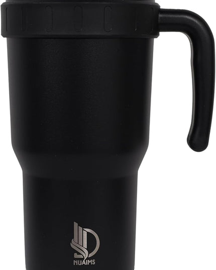 40 Oz Tumbler with Handle & Straw Lid, Insulated Stainless Steel Vacuum Flask, Double Wall Thermal Car Cup for Hot & Cold Drinks, Leak Proof, BPA Free (Charcoal Black)