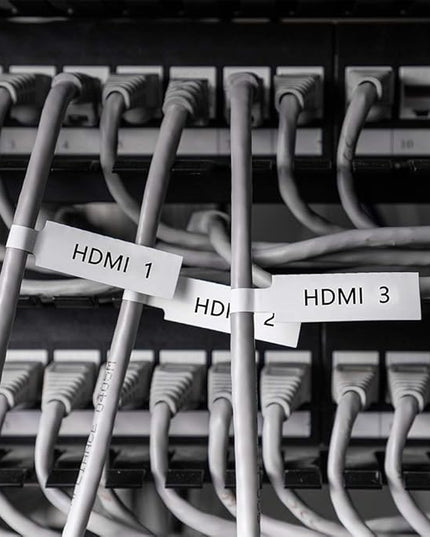 Phomemo D30 Label Maker Tape Cable Wire Label Tape, Black Print on White Sticker, 12.5mm x 74mm+35mm (3/8" x2 7/8"+1 3/8) Self-Adhesive Thermal Label Tape, 65 Tapes/Roll, 3-Roll