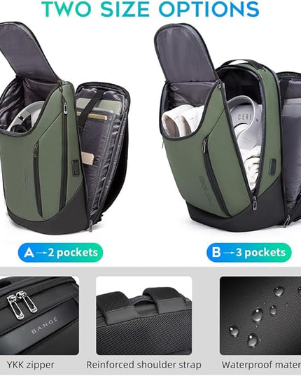 BANGE Business Smart Backpack Waterproof fit 15.6 Inch Laptop Backpack with USB Charging Port,Travel Durable Backpack