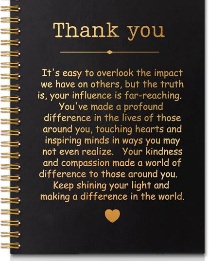 Thank You Gold Hardcover 160 Pages Spiral Notebooks, Funny Thank You Gift for Women Men Coworkers Leader Mentor, Appreciation Gifts for Employees, Thanksgiving Gifts for Colleagues Leaders
