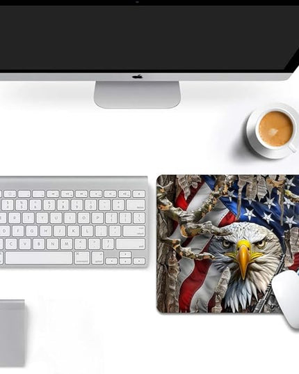 American Flag Eagle rip Oak camo Square Mouse pad, Texture, Waterproof, Anti Slip Rubber Base, Computer Mouse pad, Laptop Mouse pad