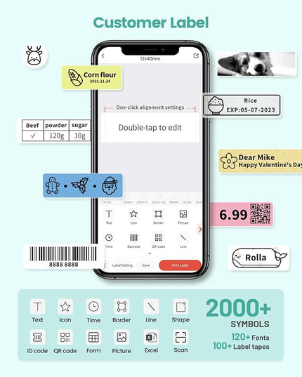 Phomemo Labels, D30 Label Tape Continuous Print Master Labels Refill, Smart Mini Label Maker Refill D30 D35 Black on White Sticker Thermal Paper Self-Adhesive, 15mm x 6m (0.59 x 236.22 Inch) 3-Roll