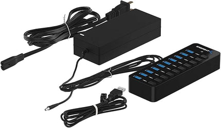 SABRENT 10-Port 60W USB 3.0 Hub with Individual Power Switches and LEDs, Includes 60W 12V/5A Power Adapter (HB-BU10)