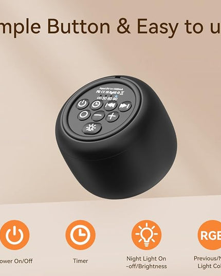 Portable Sound Machine Small Mini White Noise Machine Brown Noise 30 Soothing Sounds Rechargeable Speaker Block Noise 4 Memory Function Natural Baby Adults Kids for Travel Office Privacy Improve Sleep