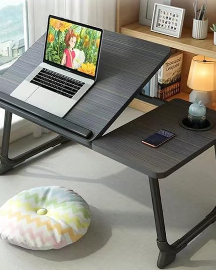 Laptop Desk for Bed Couch,Lap Desk for Laptop,Portable Laptop Stand for Desk,Small Adjustable Laptop Desk,Foldable Bed Table for Laptops and Writing, Bed Tray Table with Cup Holder(Black)