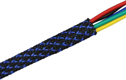 30ft PET Expandable Sleeving Wire Cable Sleeve (2/5", Blue&Black)