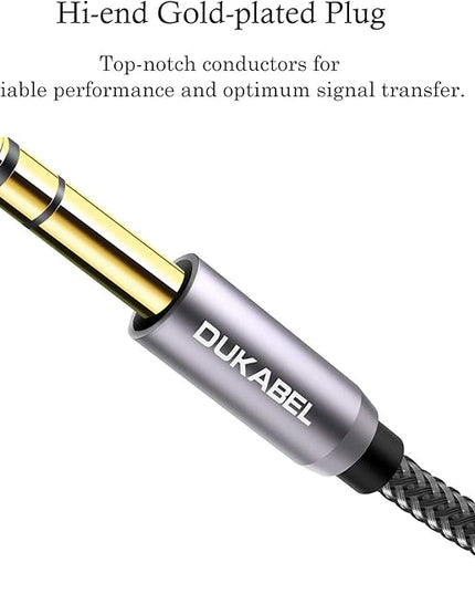 DUKABEL TopSeries Long 1/4'' Male to 1/8'' Female Adapter Cable (16ft/5M) 6.35mm to 3.5mm Phone Audio Connector Quarter Inch Adapter for Mixer Guitar Piano Amplifier Speaker and More