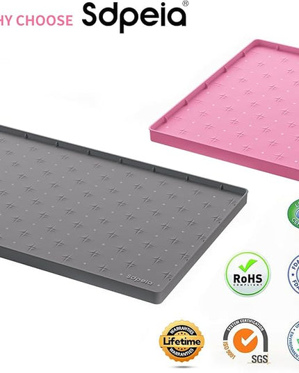 Sdpeia Under Sink Mat 22"×22" Waterproof Silicone Cabinet Liner & Sink Protector for Kitchen & Bathroom, Multi-Purpose Organizers Tray for Pets, Laundry, Cat Litter Mat,Gray