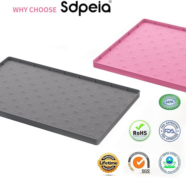 Sdpeia Under Sink Mat 28"×19" Waterproof Silicone Cabinet Liner & Sink Protector for Kitchen & Bathroom, Multi-Purpose Organizers Tray for Pets, Laundry, Cat Litter Mat,Gray