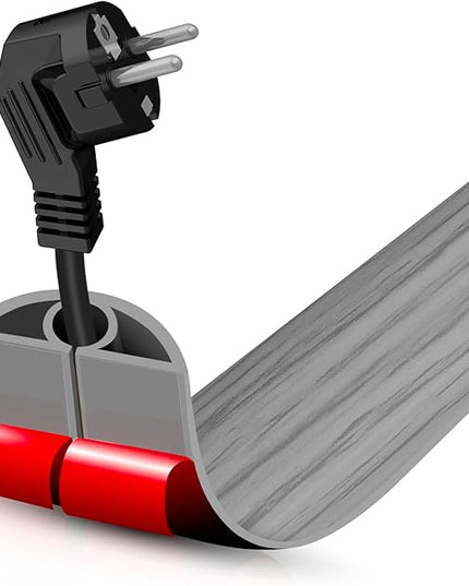 Floor Cord Cover Self Adhesive Cord Hider,3.3FT Cable Management, Extension Strip Protector for Wires, Prevent Cable Trips for Offices, Gyms, Exhibitions Cavity:0.3"(W) x 0.28"(H) Gray Wood