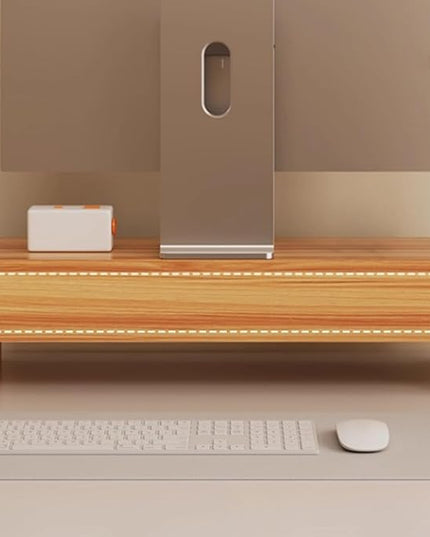 Desk Monitor Stand Riser, Double Drawer Ergonomic Organizer, Computer Desk Riser for Monitors and Accessories, Durable Wood Material, Family Friends Home Offices Indoor Study Bedroom Room Workstation