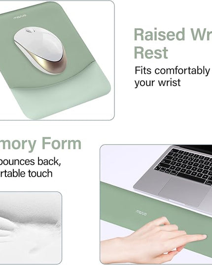 MOSISO Keyboard Mouse Pad Set, Large Gaming Mouse Pad&Rectangular Keyboard Wrist Rest&Mousepad with Wrist Rest&Coaster, Ergonomic Non-Slip&Easy Typing Pad with Curved Silicone Lining, Antique Green