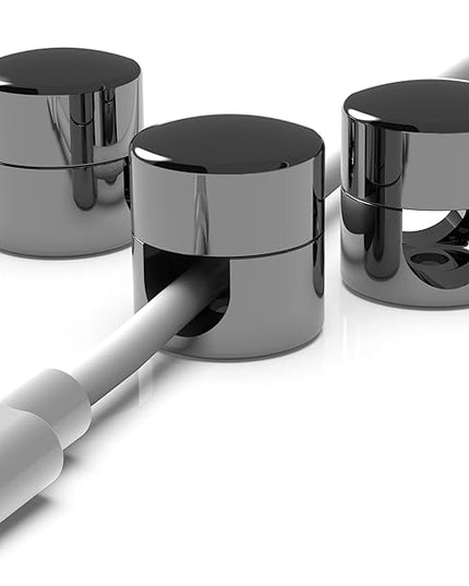 Cable Anchors for Desk Organization Gun Metal | Premium Aluminum Cord Organizers | Charger + Cable Management Clips for Home & Office | Stylish, Sturdy, & Functional | (3 Pack)