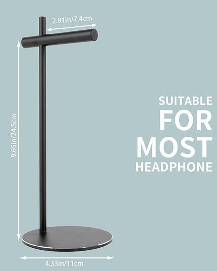 LinNature Aluminum Alloy Headphone Stand for Desk with Non-Slip Base - Universal headset stand Compatible with Over-Ear, On-Ear and Neckband Headphones (Black)