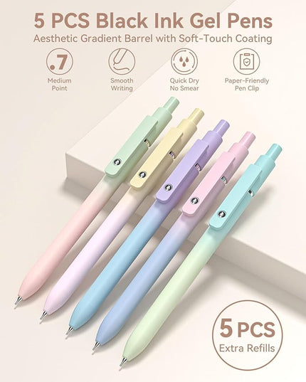 Four Candies 39 PCS Aesthetic School Supplies with Cute Pen Case, 12 Pastel Highlighters, 5 Black Ink Gel Pens, 6 Mechanical Pencils Set for Students Stationary College Essentials (Cream)