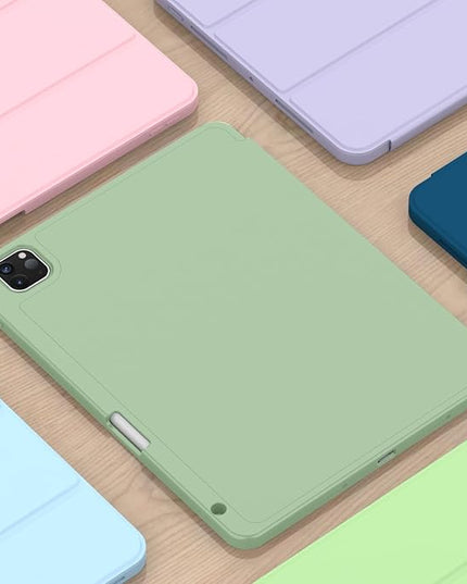 ZryXal iPad Pro 11 Inch Case (M5) 2025/ (M4) 2024 (Model: A2836/A2837/A3006), Trifold Stand Smart Cover with Pencil Holder and Soft TPU Back, Auto Wake/Sleep (Matcha Green)