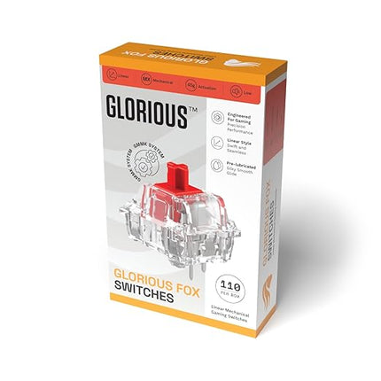 Glorious Fox Linear Mechanical Switches for Mechanical Keyboards: 110 PCS, 3-pin, Transparent for MAX RGB, Pre-Lubed, 45g Force for Gaming and Typing, Compatible with MX Keycaps